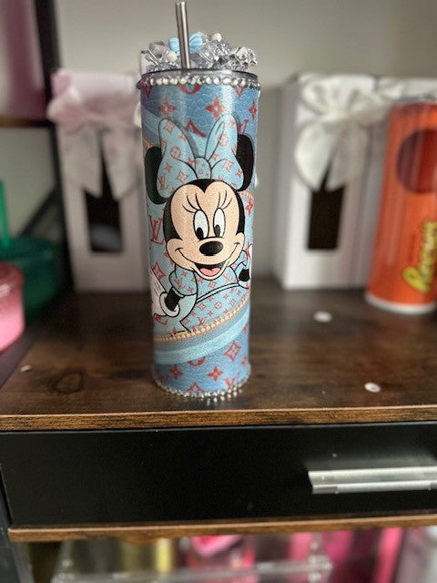 Minnie Mouse Luxury Brand inspired 20oz Stainless Steel Tumbler with 3D Ice Topper