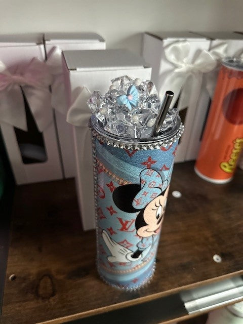 Minnie Mouse Luxury Brand inspired 20oz Stainless Steel Tumbler with 3D Ice Topper