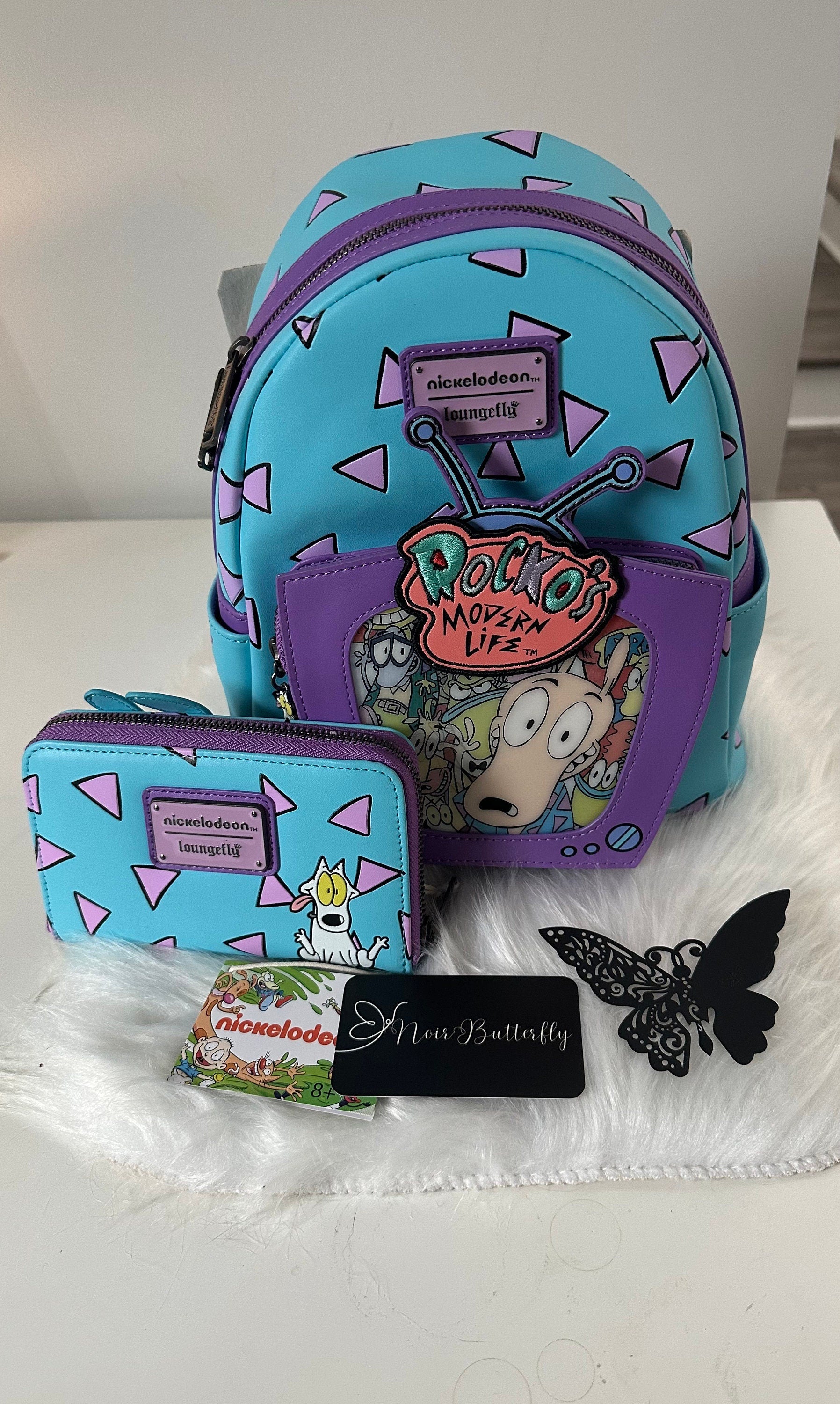 2023 AUTHENTIC LOUNGEFLY NICKELODEON Rocko s Modern Life Lenticular TV Backpack and Wallet Set Limited Edition