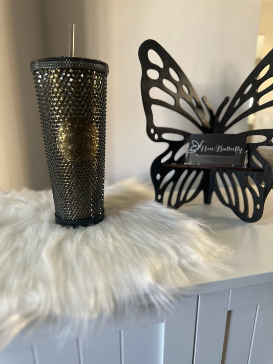 STARBUCKS GOLD GLITTER China Edition Gobelet clouté noir Authentique Rare
