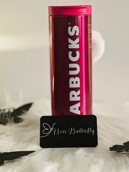 Collection de Noël 2023 AUTHENTIQUE NOUVEAU STARBUCKS Gobelet en acier inoxydable de marque Starbucks rouge avec porte-clés à pompon blanc amovible