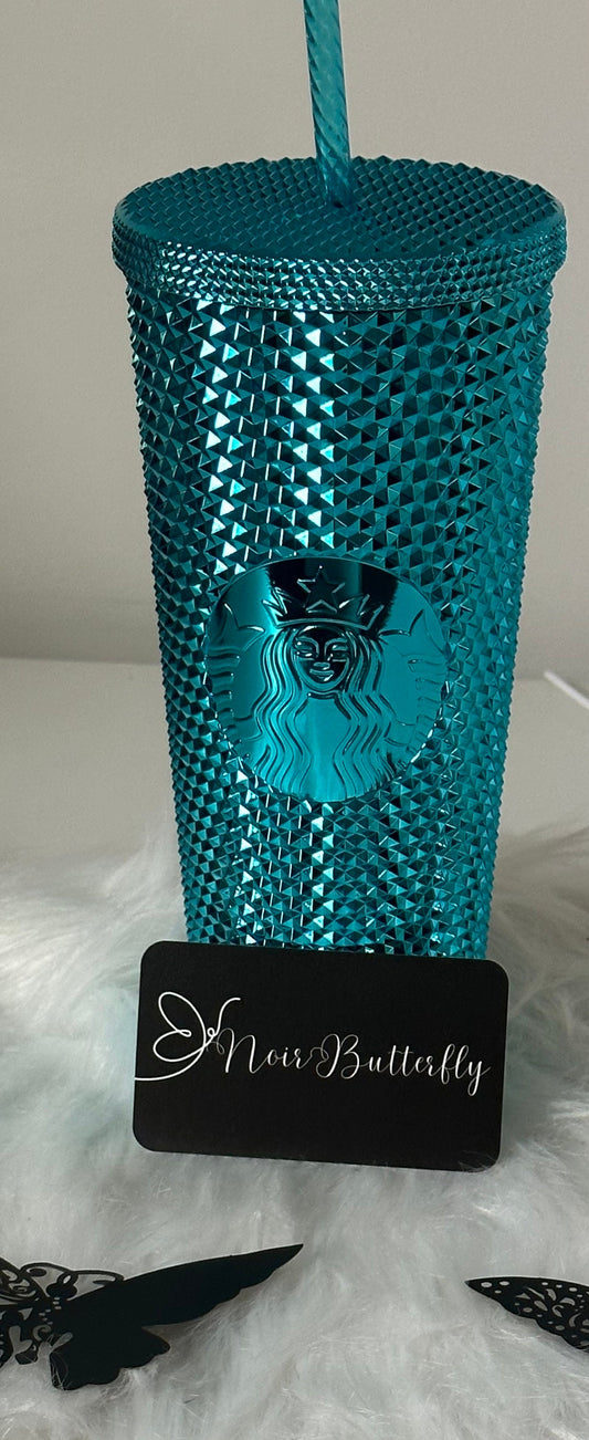 2023 AUTHENTIQUE STARBUCKS SUMMER Tumbler Blue Chrome Studded Édition limitée Édition d'été