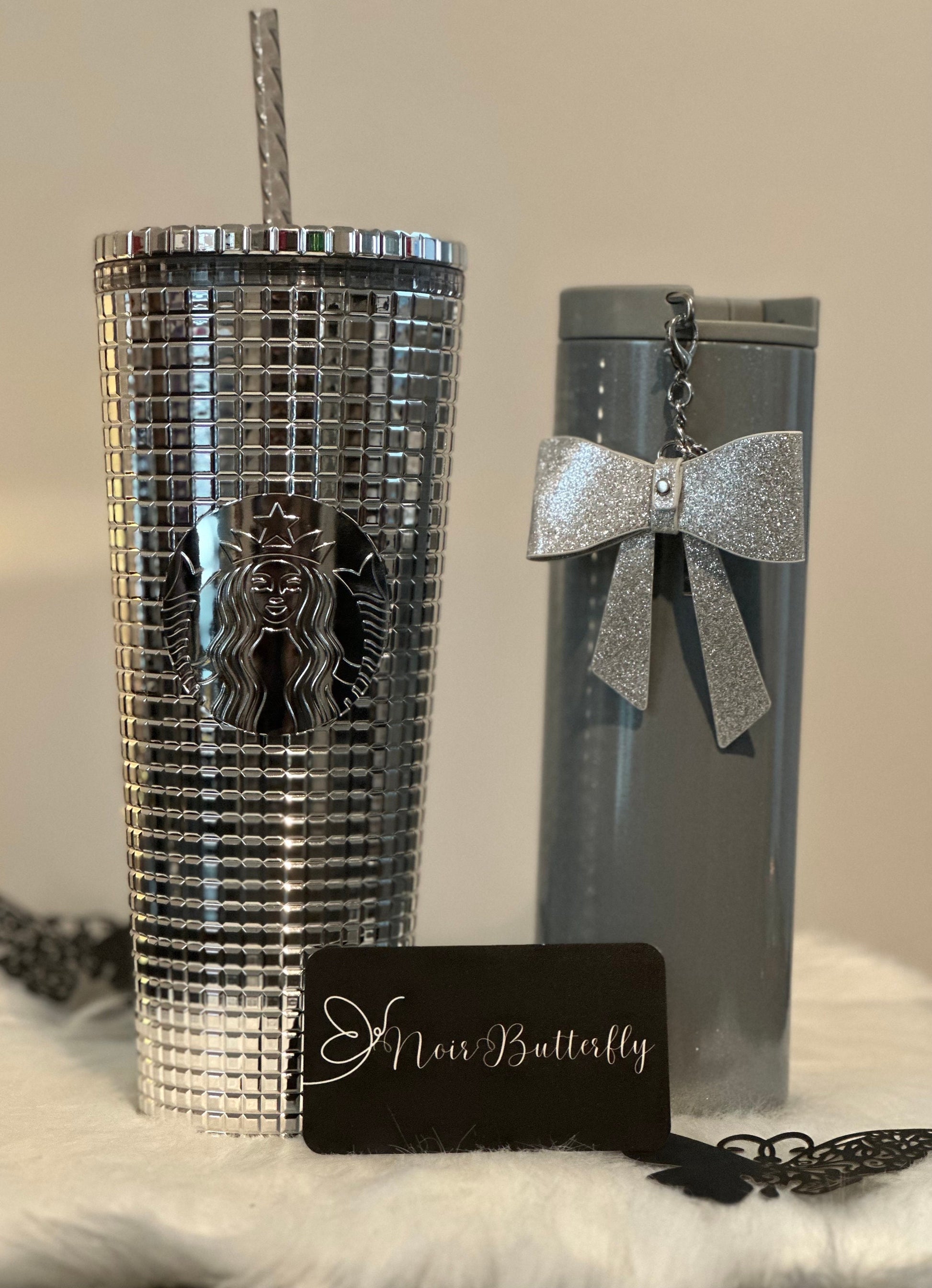 2023 Christmas Collection AUTHENTIC NEW STARBUCKS Silver Chrome Grid T – NoirButterfly Shop