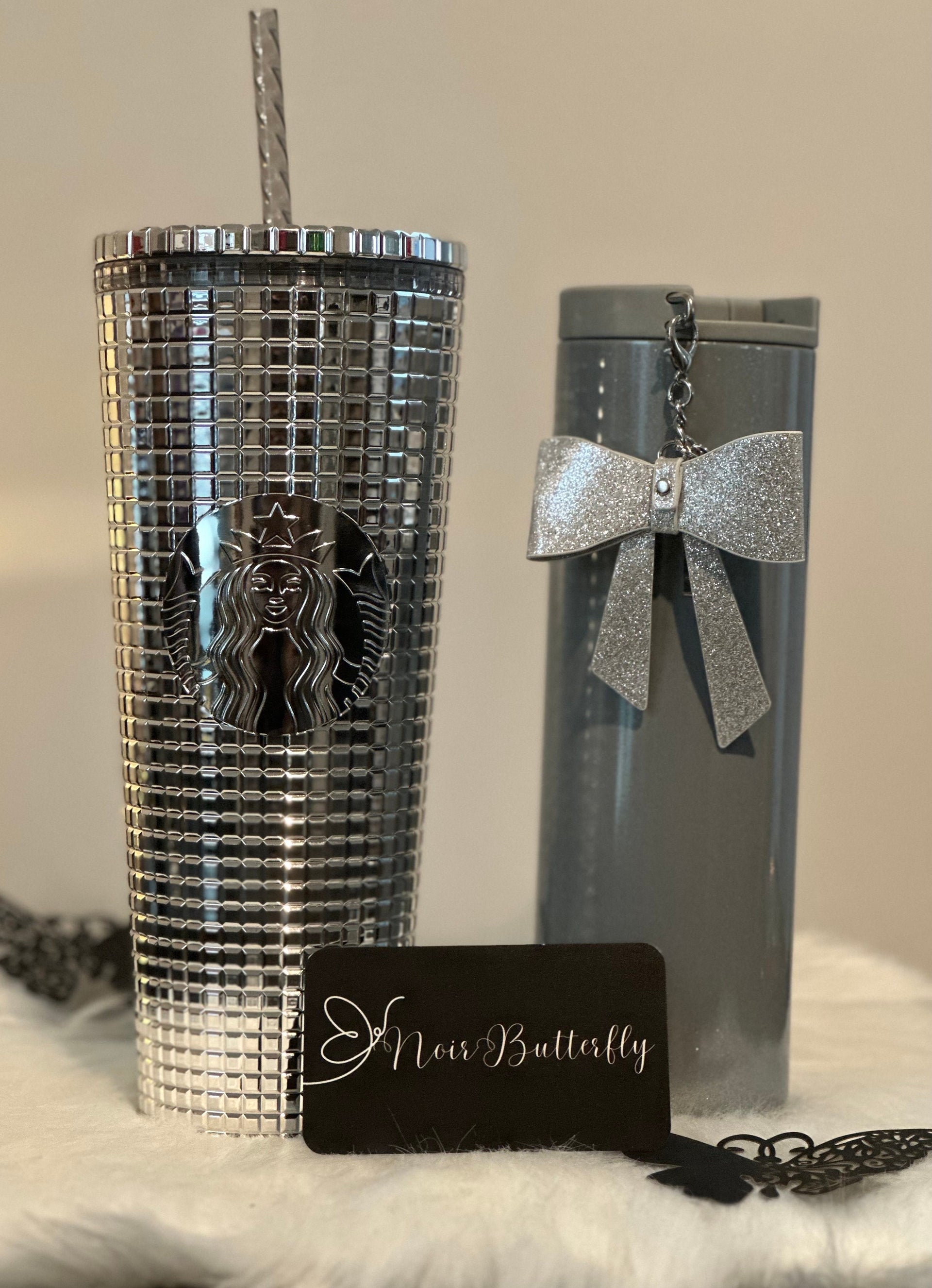 2023 Christmas Collection AUTHENTIC NEW STARBUCKS Silver Chrome Grid T –  NoirButterfly Shop